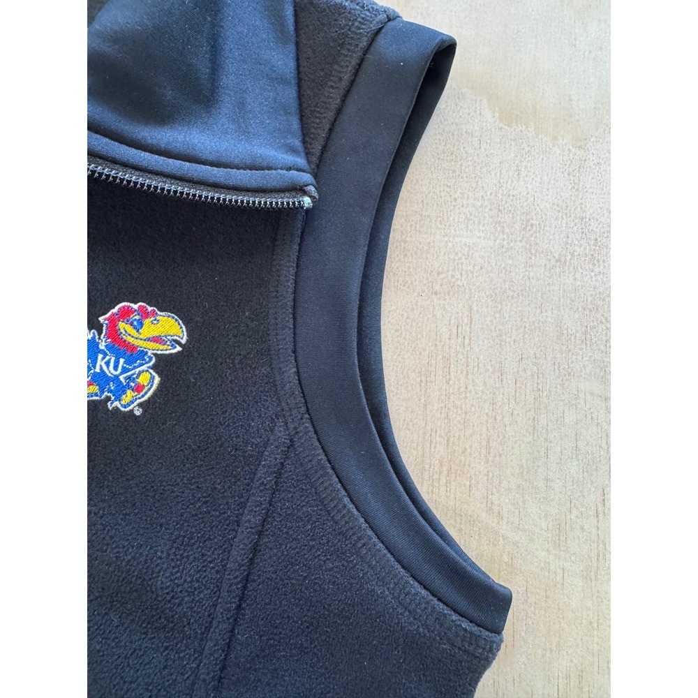 Columbia Kansas Jayhawks KU Fleece Vest Womens Small‎ Black Full Zip XL1942 - Picture 3 of 10